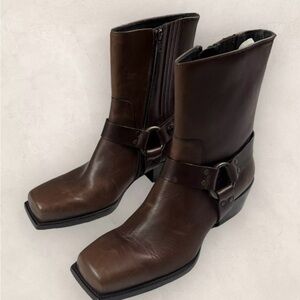 Dsquared2 Square Toe Motortcycle Moto Western Brown Boots 42